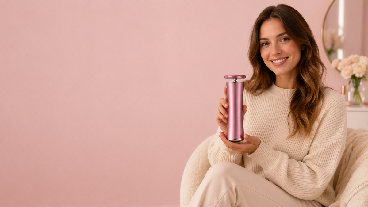 Žena představuje elektrický pilník HeelGlow